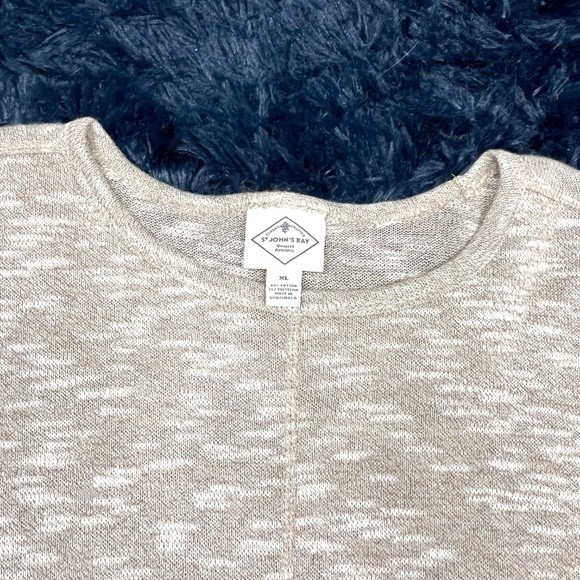 🔥2/$10 NWT🤩 |•ST. JOHN'S BAY•| Lightweight Spring Sweater Khaki Tan/Snowdrift XL - Picture 4 of 12